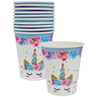Set 10 pahare pentru petrecere, din carton, model floral, 8.8 CM